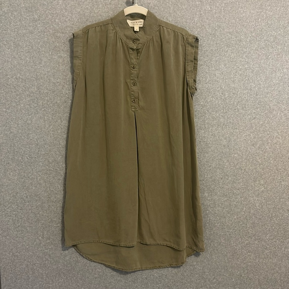 Cloth & Stone Cap Sleeve T-Shirt Dress in Olive size Small